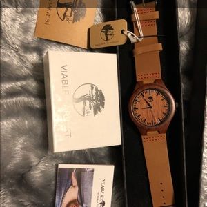 Wood Watch, Natural Bamboo Genuine Leather Strap